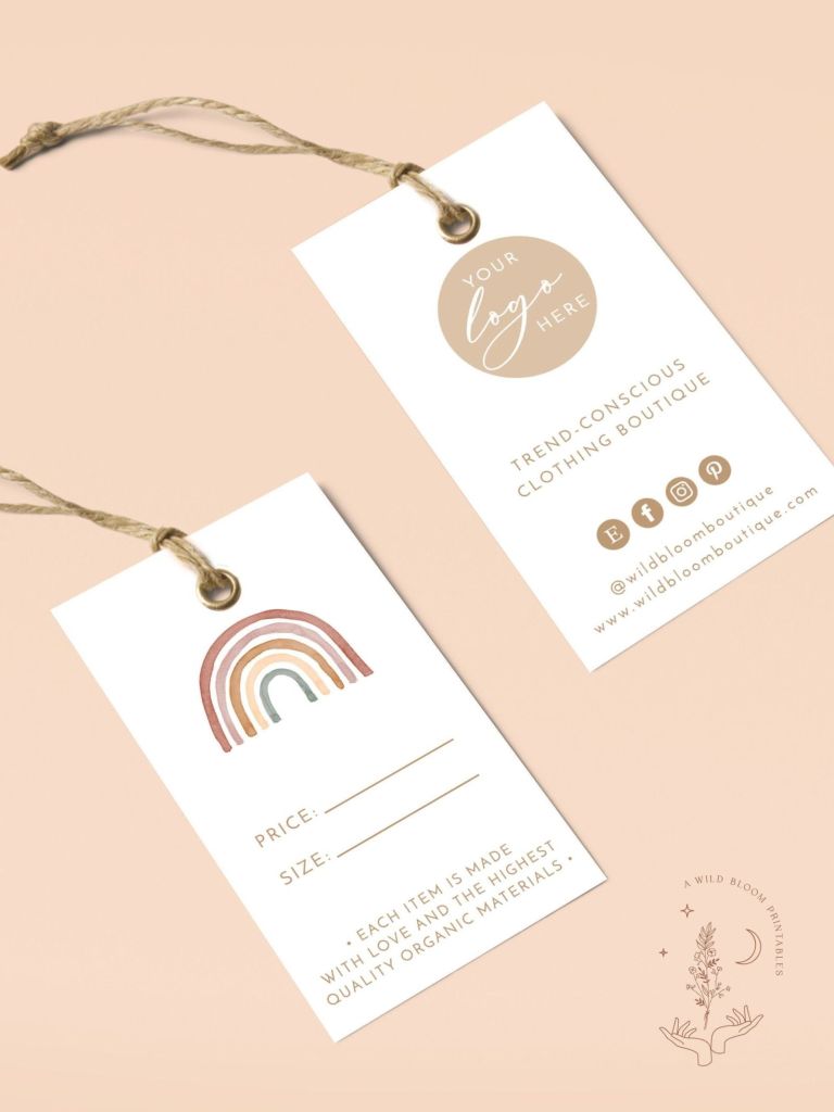 Tìm hiểu các công đoạn gia công sau in thường gặp (P.2) Boho Small Business Hang Tag Boutique Clothing Tag Template Modern Minimalist Product Tag Minimalist Hang Tags Editable Retail Tags 2 768x1024