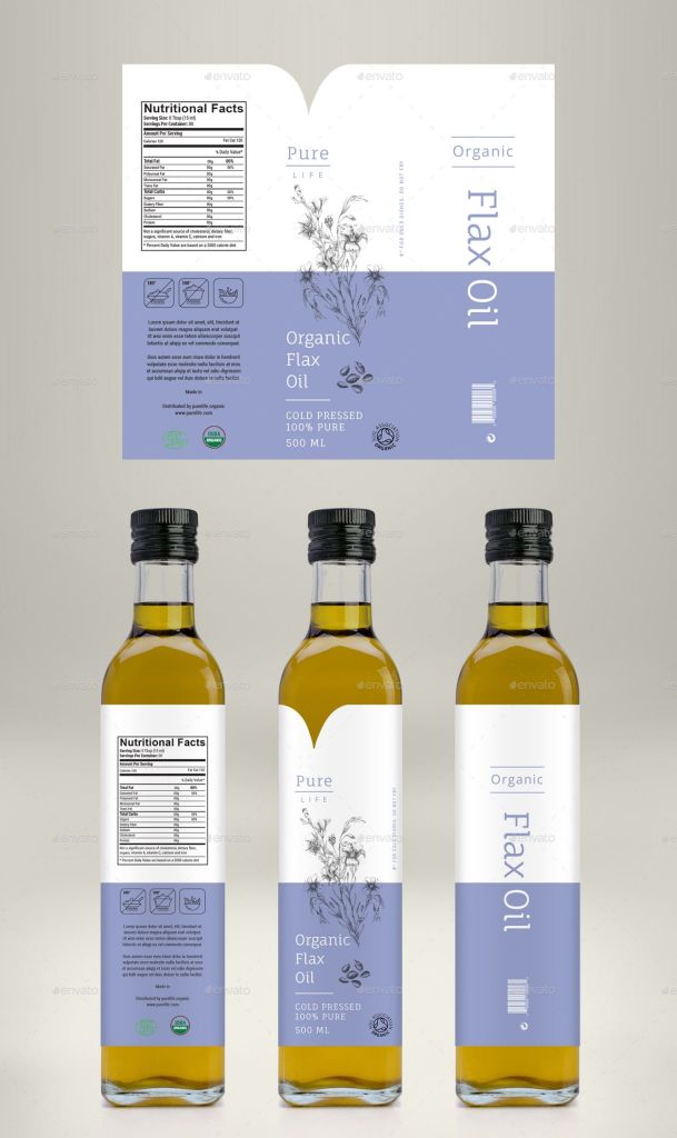 In tem nhãn giấy Olive Oil Sesame Oil Flax Oil Label Preview 1 609x1024