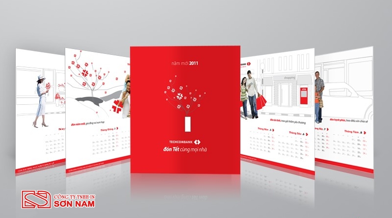 Thiết kế lịch độc quyền thương hiệu Techcombank